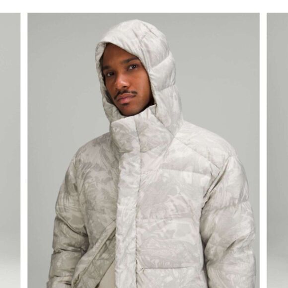 Lululemon Down Puffer Jacket Size L Maple Metamorphosis Light Neutral Multi - Picture 16 of 16